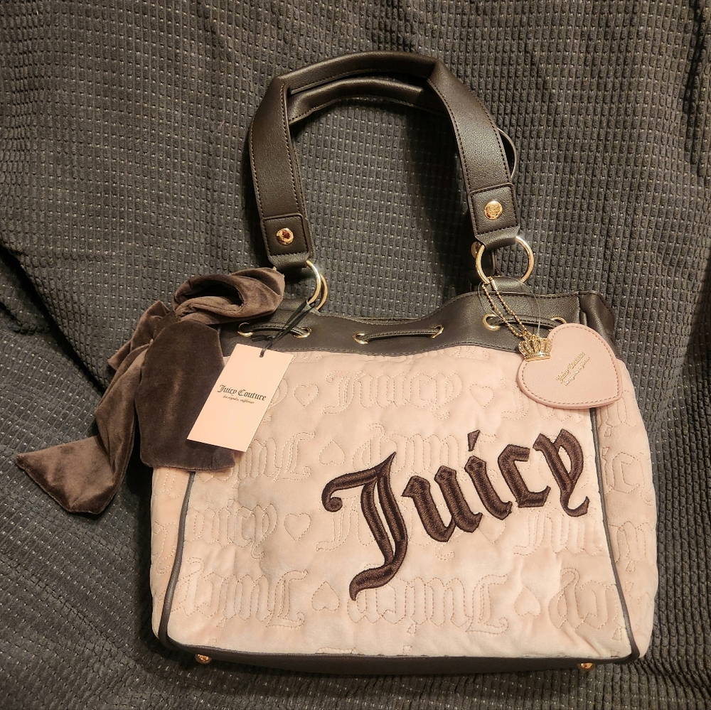 NWT Juicy Couture Vintage Dreams Daydreamer Tote Purse Bag! (Pink/Brown)